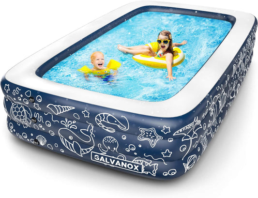 Galvanox Inflatable Pool, XL above Ground Swimming Pool for Kiddie/Kids/Adults/Family, Dark Blue (Large 10'X6' Ft / 22" Inches Deep)  Galvanox   
