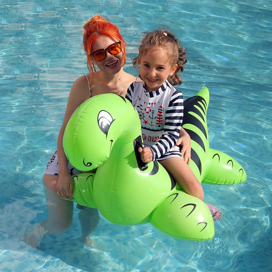 Inflatable Dinosaur Float Pool Toys Ride-On Inflatable Swimming Pool Beach Float Summer Water Fun Floating Raft for Kids and Adults  ROUSKY Green  