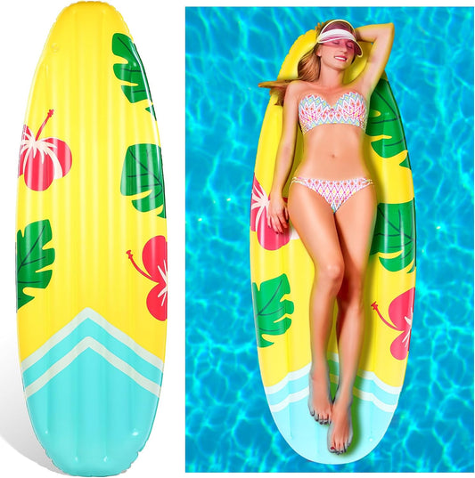 5 Ft Inflatable Surfboard Prop Luau Inflatable Surf Board Floating Toy Surfboard Floats for Boys Girls Adults Beach Surf Tropical Party Decorations Pool Rafts  Gemscream 1  