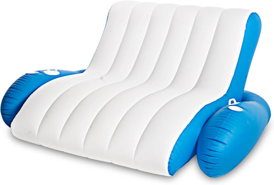 Zone Tech Inflatable Pool Recliner Luxury Float - High & Dry Duo Float, Cup Holders & Handles, Heavy-Duty Lounge for Pool, Lake Float, River Raft, Beach Chair-Perfect Lounger Gift for Adults  ZONETECH 1 Pack  