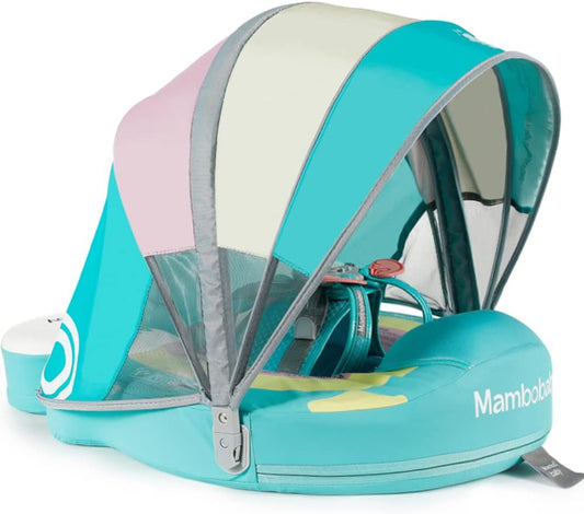 Upgraded Baby Pool Float Newest Mambobaby Swim Float Non-Inflatable Baby Floats with Canopy for 3-24 Months Float for Infant Swim Ring  Zhejiang Mambobaby Baby Products Co., Ltd. Green Rainbow  