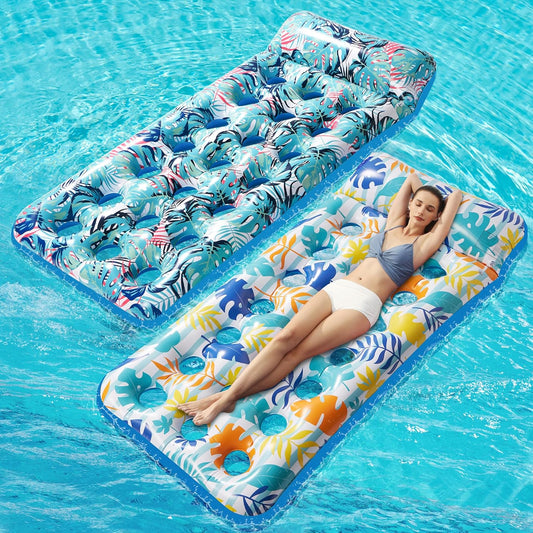 2 Pack Inflatable Pool Float Mat, Giant Pool Floats Adult Size with Headrest, Lake Float Raft Water Lounger, Multi-Purpose Swimming Pool Floats Toys for Pool Party, Summer Beach, Outdoor  stonful   